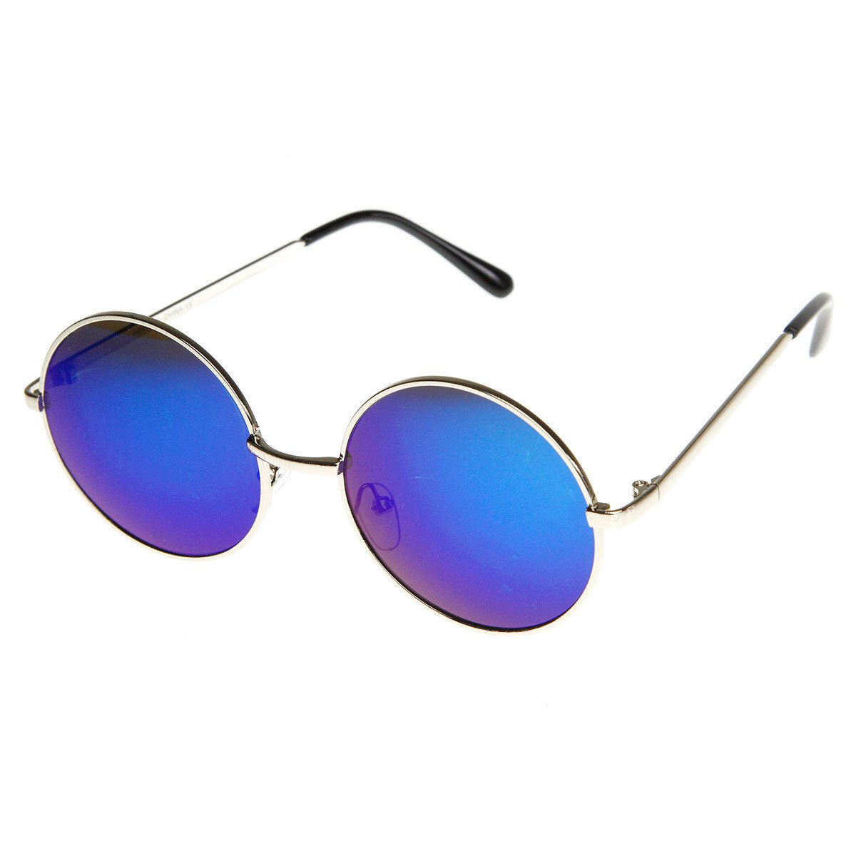 Retro Flash Color Mirror Lens Round Metal Sunglasses 9203 from zeroUV