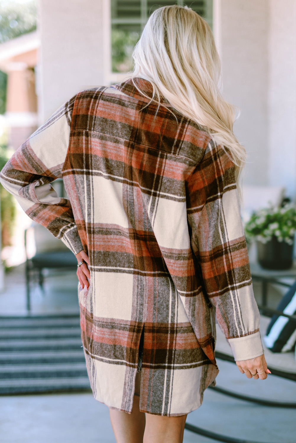 Casual Loose Fit Plaid Shirt Coat from MsDressly