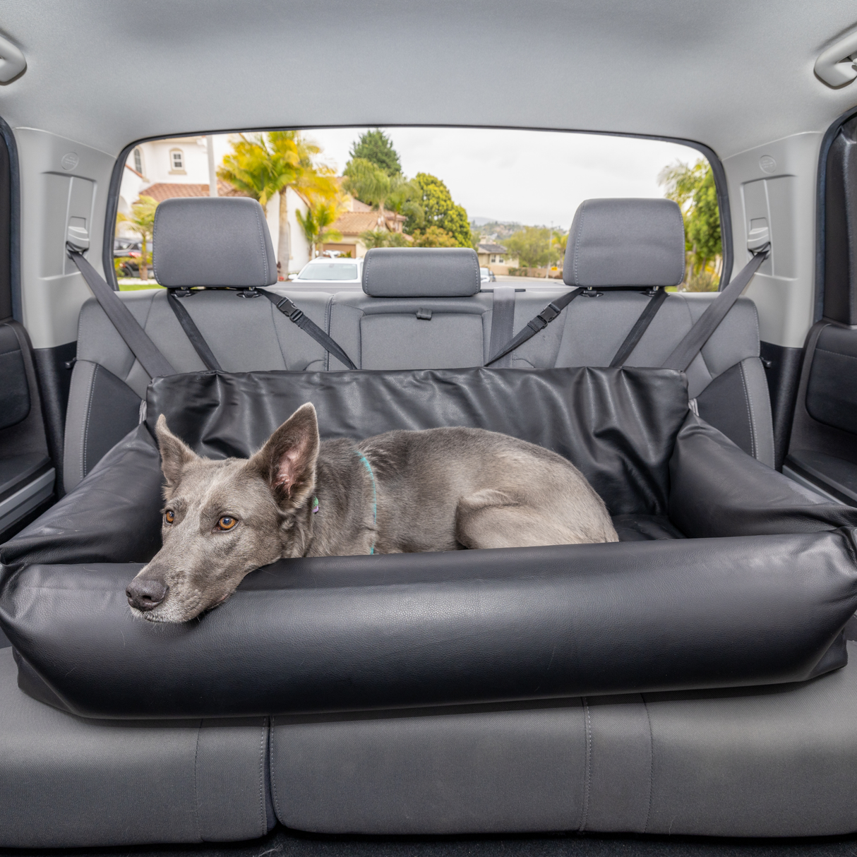 PupProtector™ Faux Leather Memory Foam Dog Car Bed -  Black From Paw.com