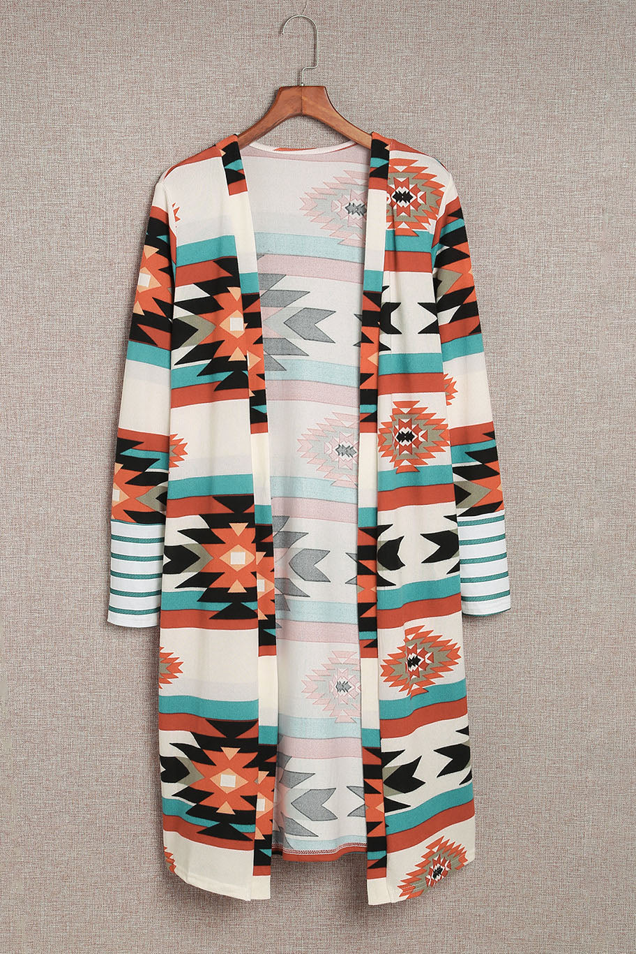 Chic Printed Lapel Woolen Coat with Unique Stitching from MsDressly