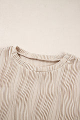 Apricot Textured Wavy Round Neck Long Sleeve Top from MsDressly