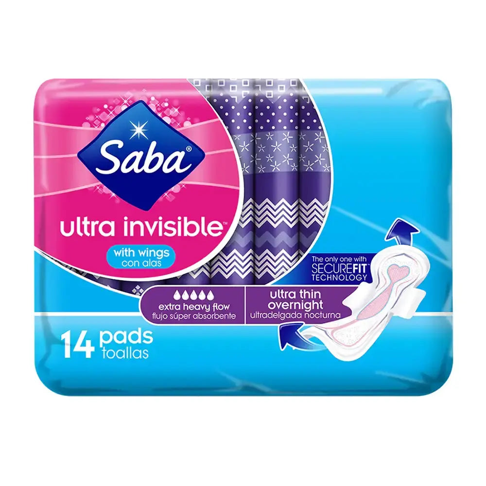 Saba Ultra Invisible Thin Overnigt 16 units (14 ct/unit) From Mexmax INC.