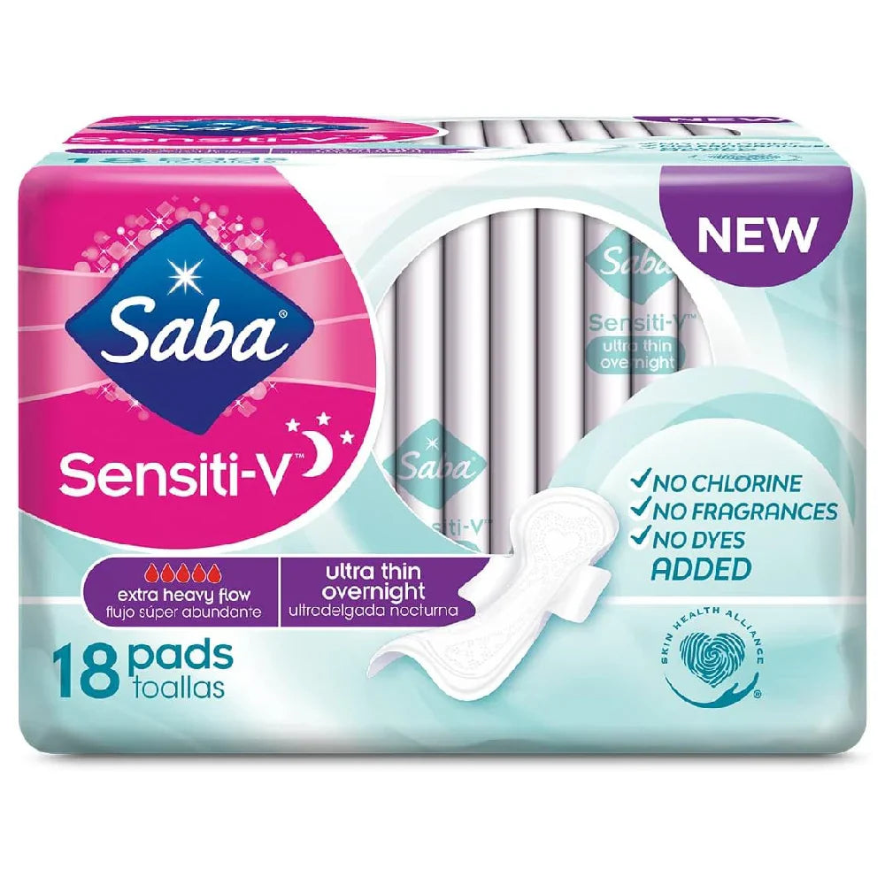 Saba Sensiti-V Ultrathin Night W.Wings 16 units (18 ct/unit) From Mexmax INC.