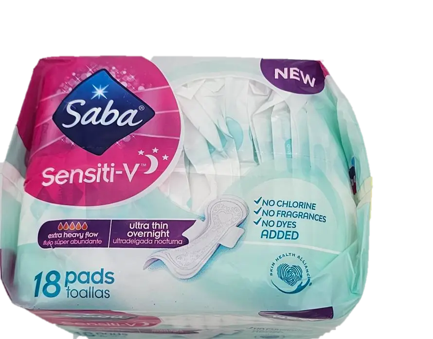 Saba Sensiti-V Ultrathin Night W.Wings 16 units (18 ct/unit) From Mexmax INC.