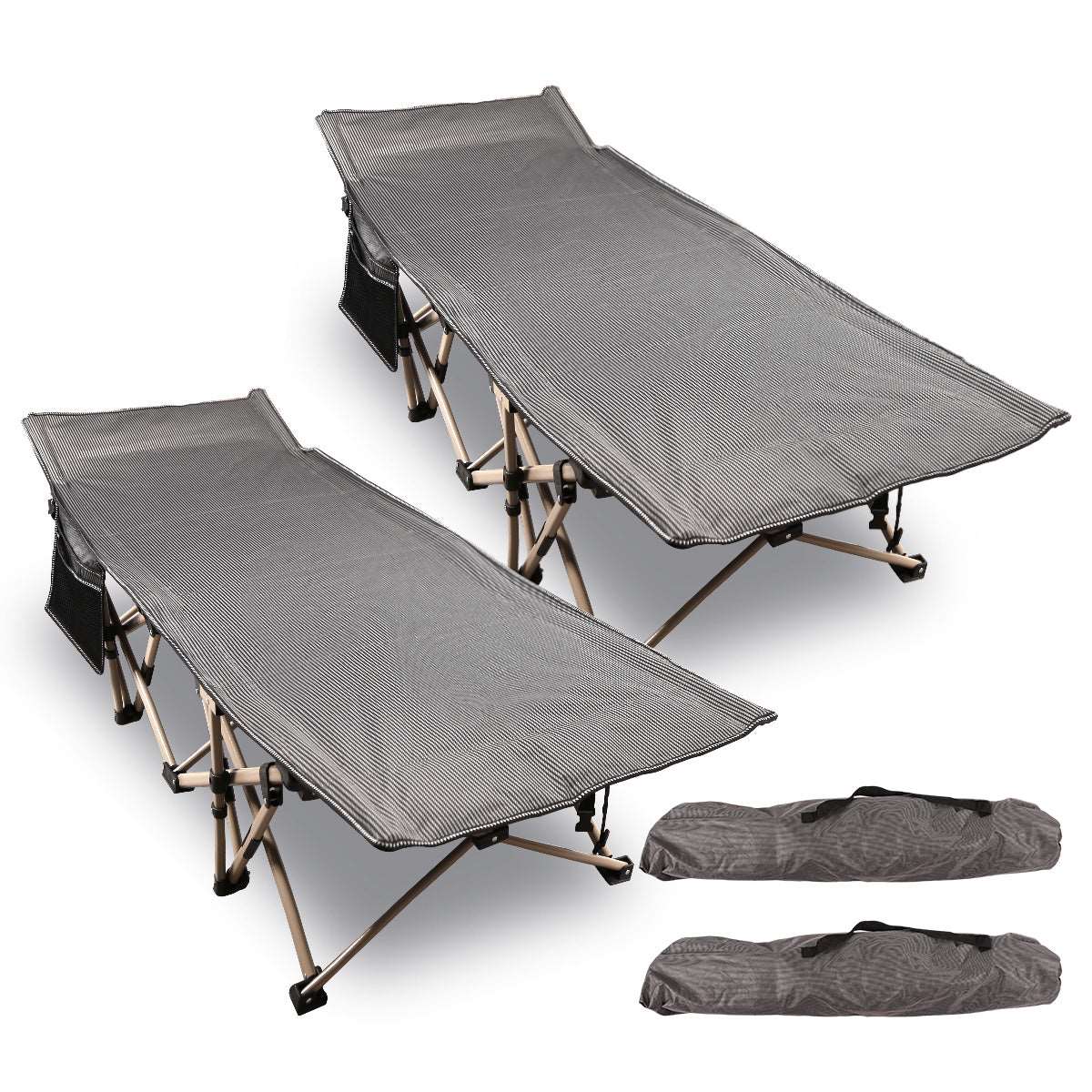 Extra Wide Folding Camping Cot for Adults, Grey Blue Green From Redcamp