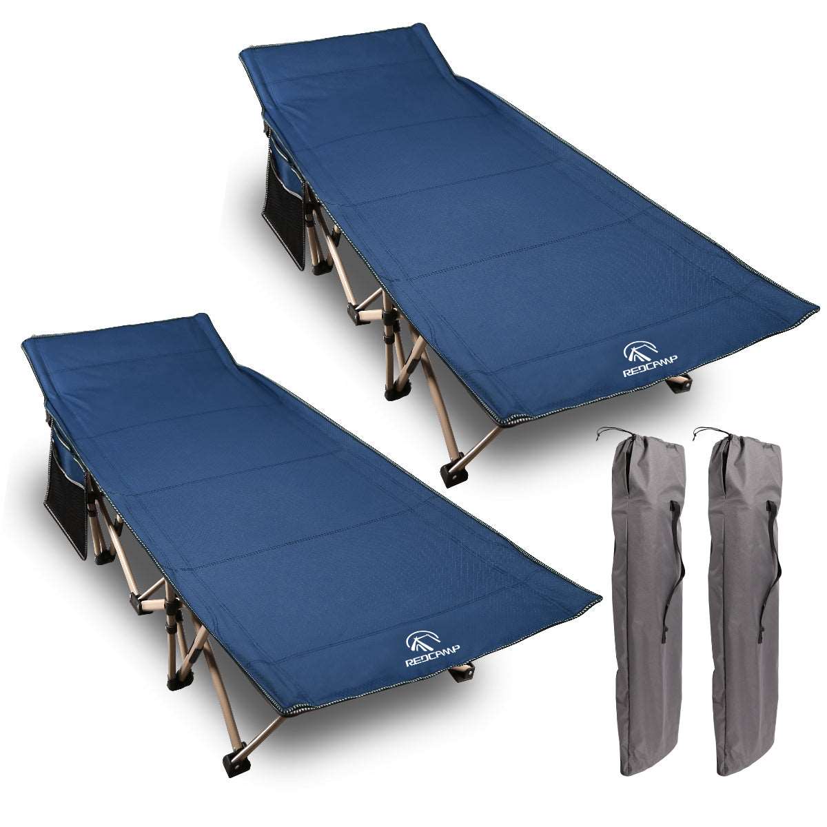 Extra Wide Folding Camping Cot for Adults, Grey Blue Green From Redcamp