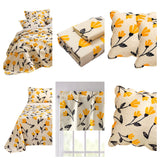 DaDa Bed in a Bag Bundle Set - Yellow Fleur Botanical Ivory Tan Floral Bedding Set (18112) from DaDalogy Bedding Collection