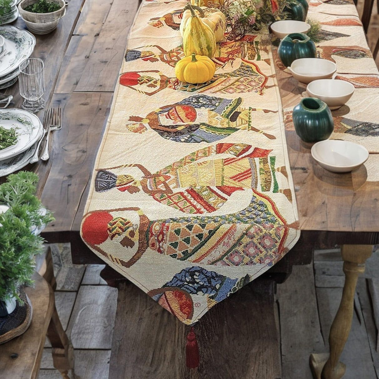 DaDa Bedding Dancing Women African Dreams Elegant Woven Tapestry Dining Table Runner (18117) from DaDalogy Bedding Collection