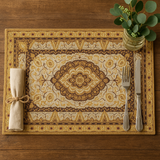 DaDa Bedding Set of 4-6 Pieces Royal Persian Style Rug Golden Brown Floral Tapestry Placemats 13” x 19” (18119) from DaDalogy Bedding Collection