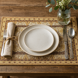 DaDa Bedding Set of 4-6 Pieces Royal Persian Style Rug Golden Brown Floral Tapestry Placemats 13” x 19” (18119) from DaDalogy Bedding Collection