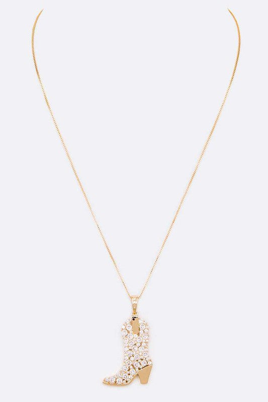Cubic Zirconia Cowboy Boot Pendant Necklace from My Pampered Life Seattle