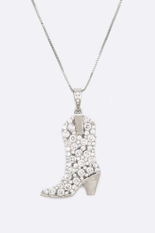 Cubic Zirconia Cowboy Boot Pendant Necklace from My Pampered Life Seattle