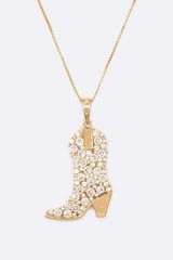 Cubic Zirconia Cowboy Boot Pendant Necklace from My Pampered Life Seattle