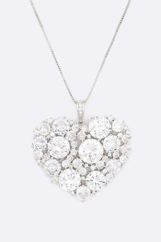 Cubic Zirconia Large Heart Pendant Necklace from My Pampered Life Seattle