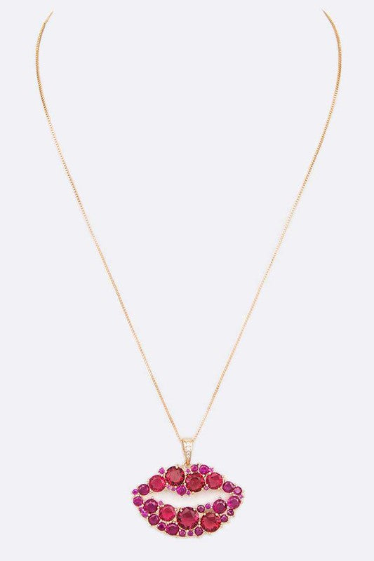 Cubic Zirconia Kiss Lips Pendant Necklace from My Pampered Life Seattle