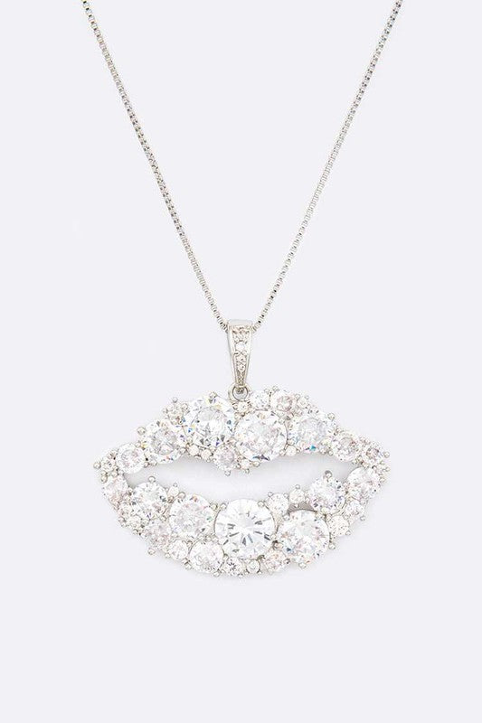 Cubic Zirconia Kiss Lips Pendant Necklace from My Pampered Life Seattle