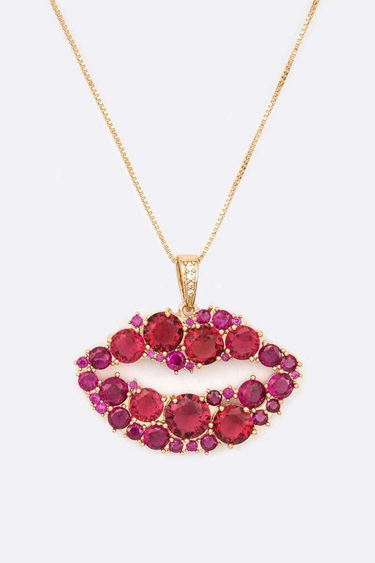 Cubic Zirconia Kiss Lips Pendant Necklace from My Pampered Life Seattle