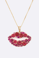Cubic Zirconia Kiss Lips Pendant Necklace from My Pampered Life Seattle