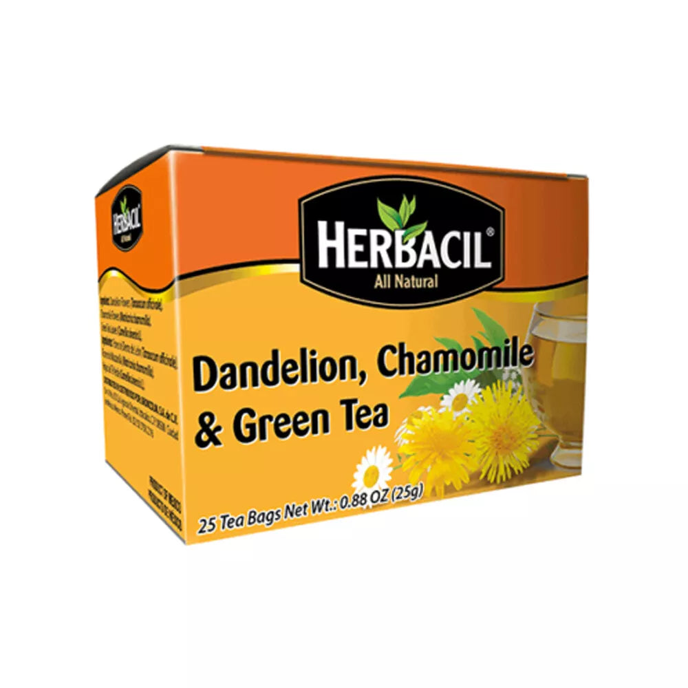 Herbacil Dandelion Chamomile & Green Tea / Diente De Leon & Te Verde 6 units (25 ct/unit) From Mexmax INC.
