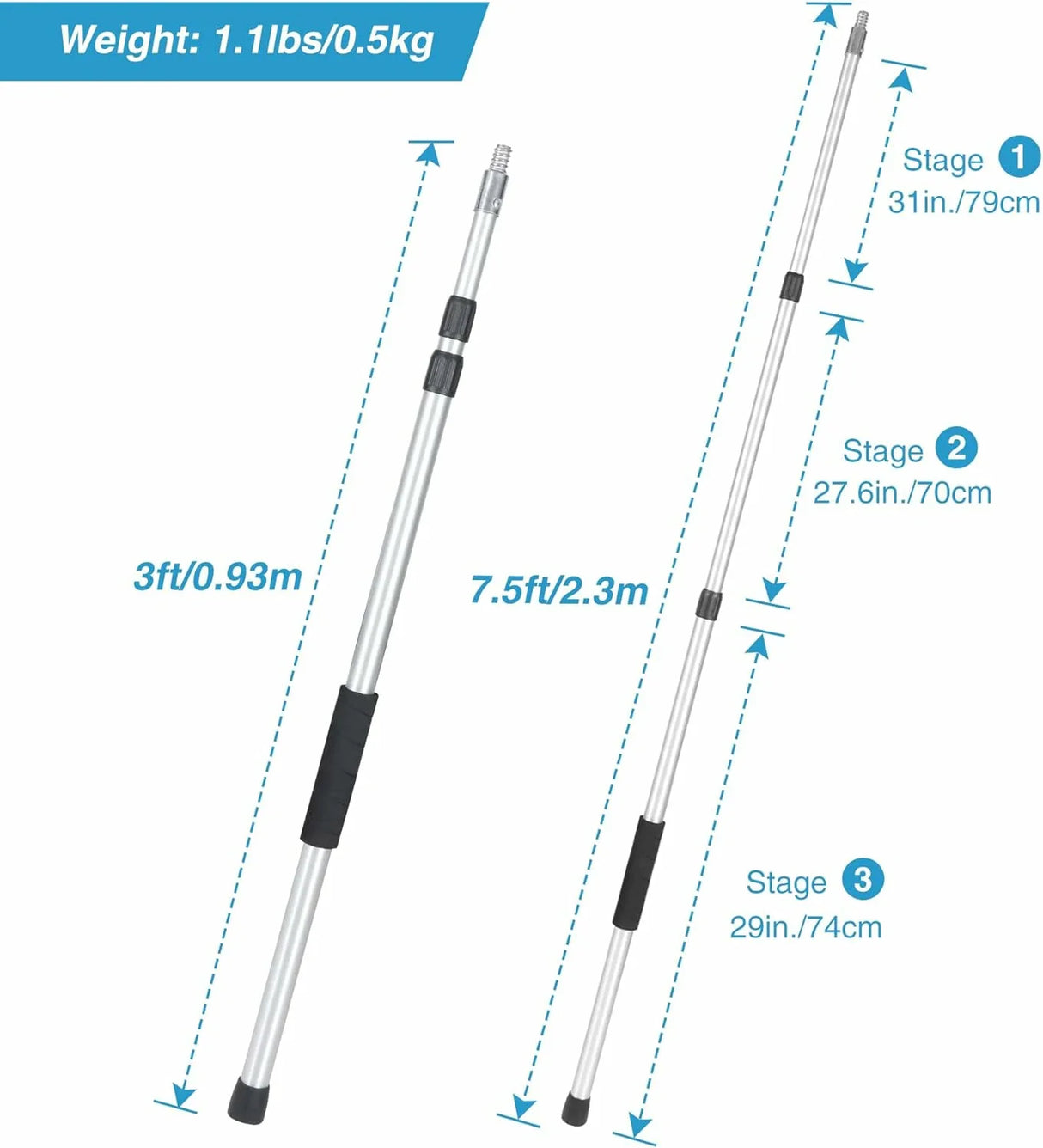 Aluminum Extendable 8ft/12ft Telescopic Boat Hook For Docking, Black/Silver From Redcamp