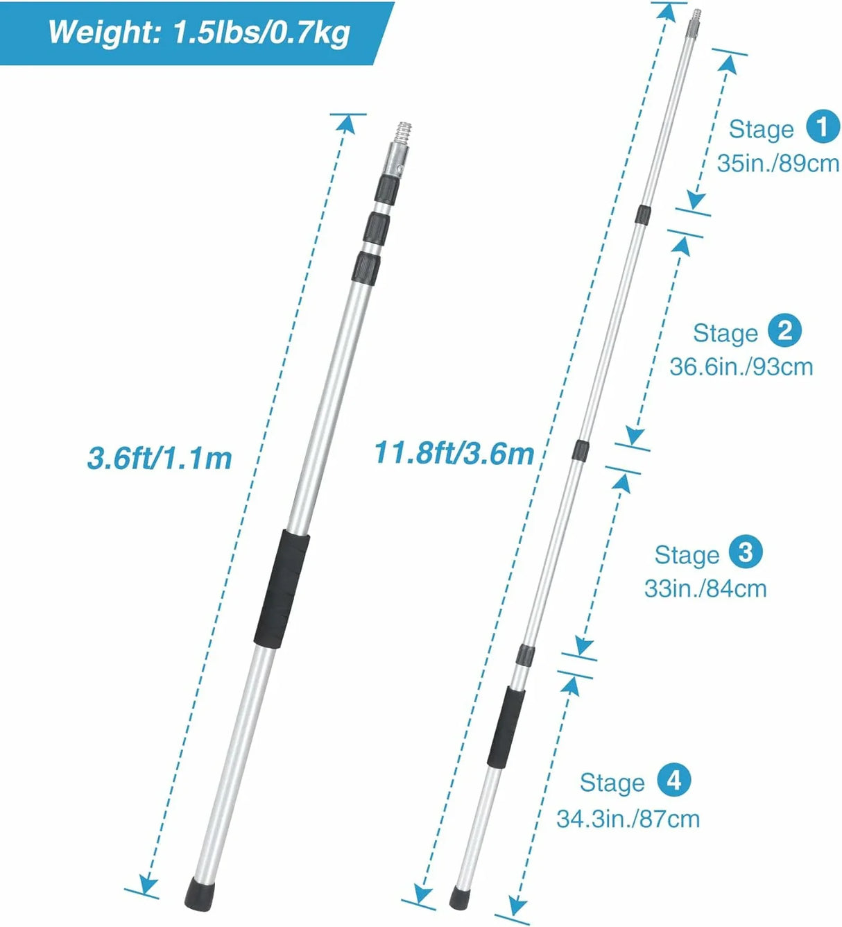 Aluminum Extendable 8ft/12ft Telescopic Boat Hook For Docking, Black/Silver From Redcamp