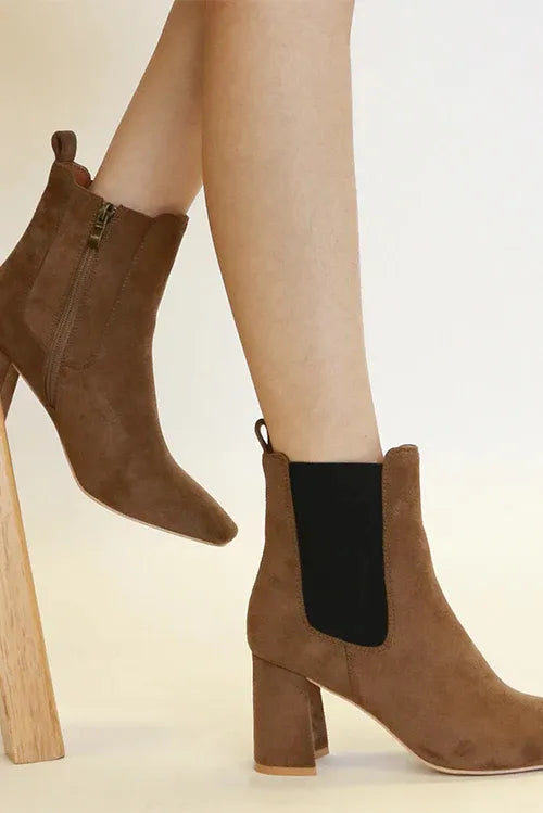 Beast Fashion Faux Suede Block Heel Chelsea Boots with Elastic Side Panel from My Pampered Life Seattle