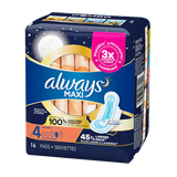 Always Maxi Overnight W/Wings 16 ct From Mexmax INC.