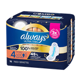 Always Ultra Thin Size 4 Overnight W/Wings 16 ct From Mexmax INC.