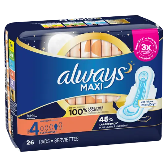 Always Maxi Leak Free W/Wings 26 ct From Mexmax INC.