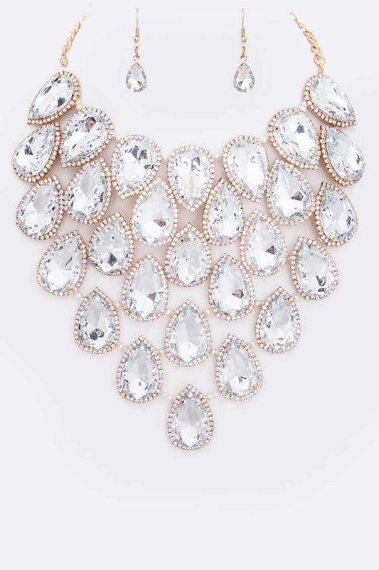 Crystal Teardrop Statement Bib Necklace Set from My Pampered Life Seattle