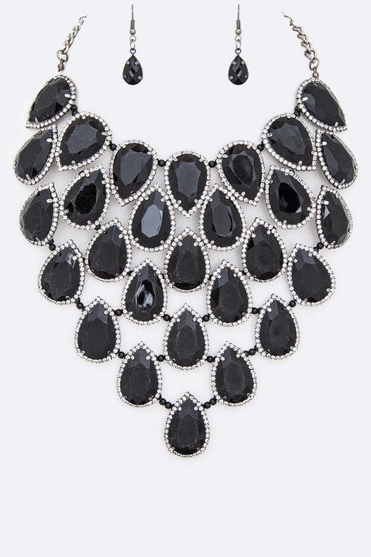 Crystal Teardrop Statement Bib Necklace Set from My Pampered Life Seattle
