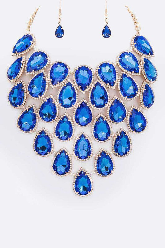 Crystal Teardrop Statement Bib Necklace Set from My Pampered Life Seattle