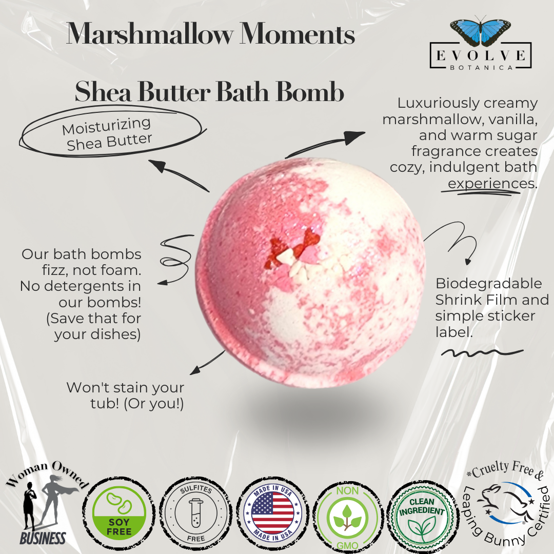 Bath Bomb - Marshmallow Moments (Valentine's Day - Holiday) from Evolve Botanica