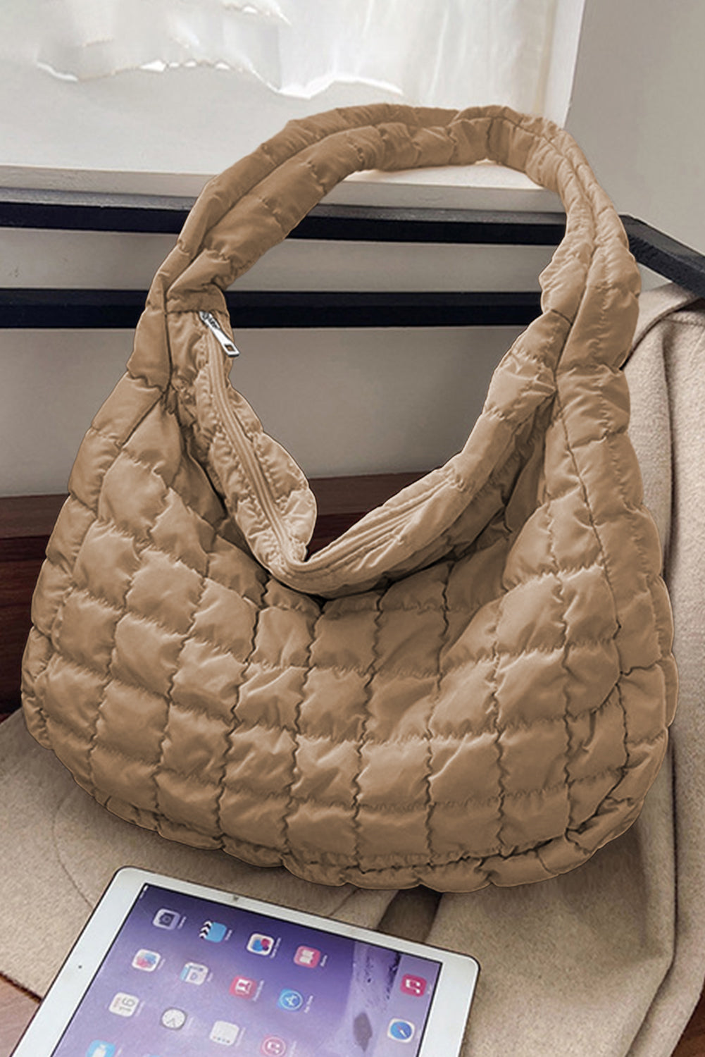 Kylie Quilted Zipper Tote Bag From Threaded Pear