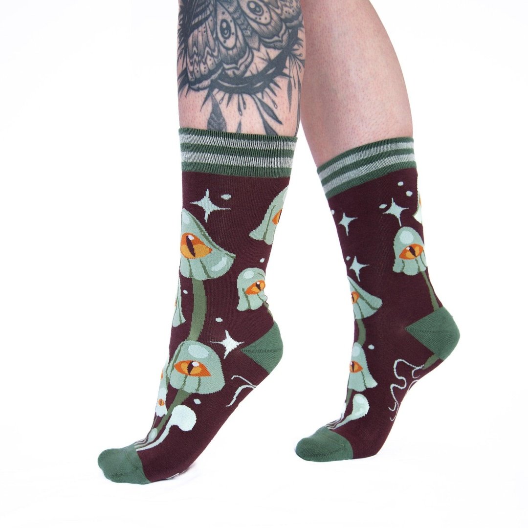 Mystic Mushrooms Crew Socks from FootClothes