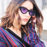 Women's Retro Flat Angle Colored Lens Black Frame Sunglasses C511 from zeroUV