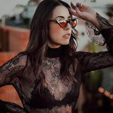 Women's Retro Flat Angle Colored Lens Black Frame Sunglasses C511 from zeroUV