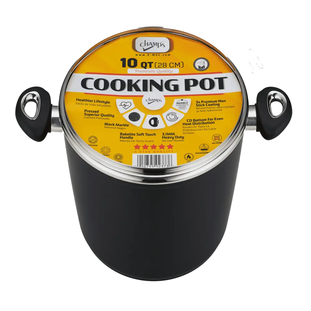 Champs Black Pot NS Speckled Inside w/ Glass Lid 3.1mm 10 qrt From Mexmax INC.