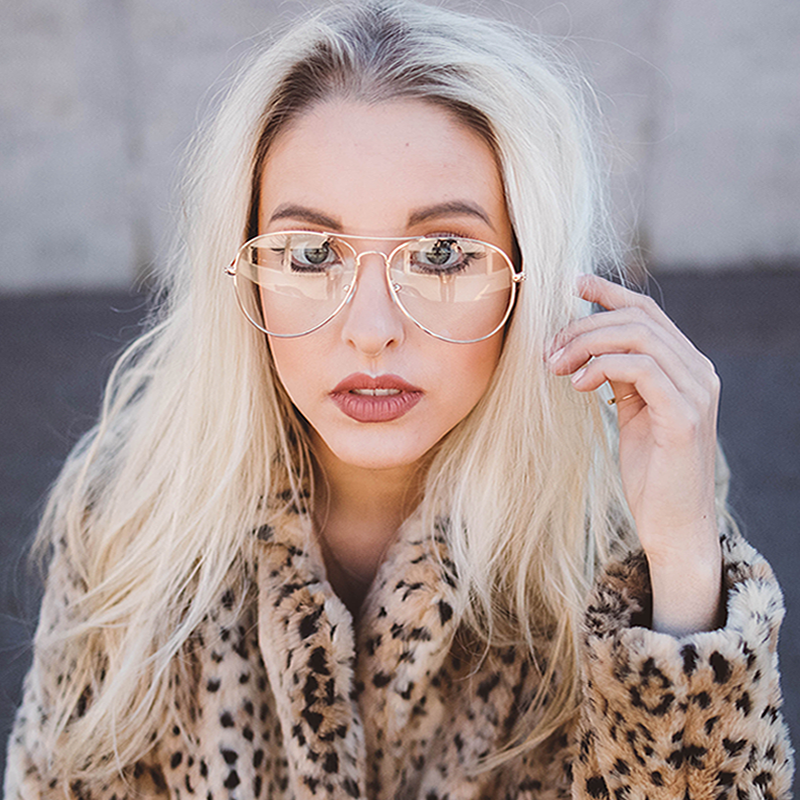 Retro Full Metal Aviator Sunglasses With Clear Lenses Glasses 9591 from zeroUV