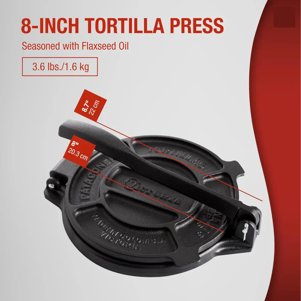 Victoria Tortilla Press Cast Iron Preseasoned 8" from Mexmax INC.