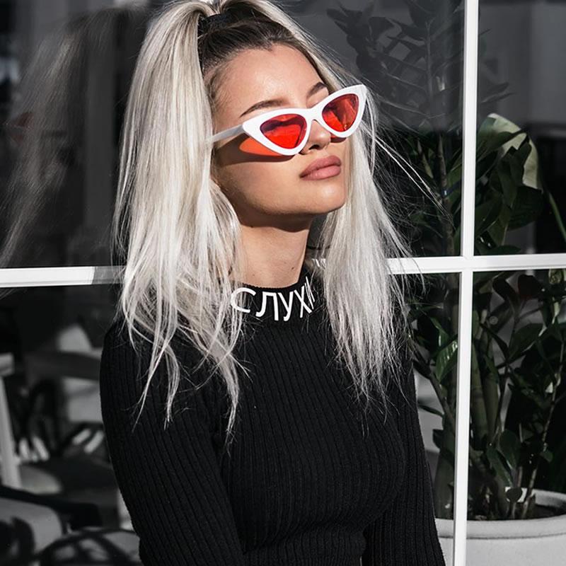 Women's Retro Side Angle Cat Eye Color Lens Sunglasses C510 from zeroUV