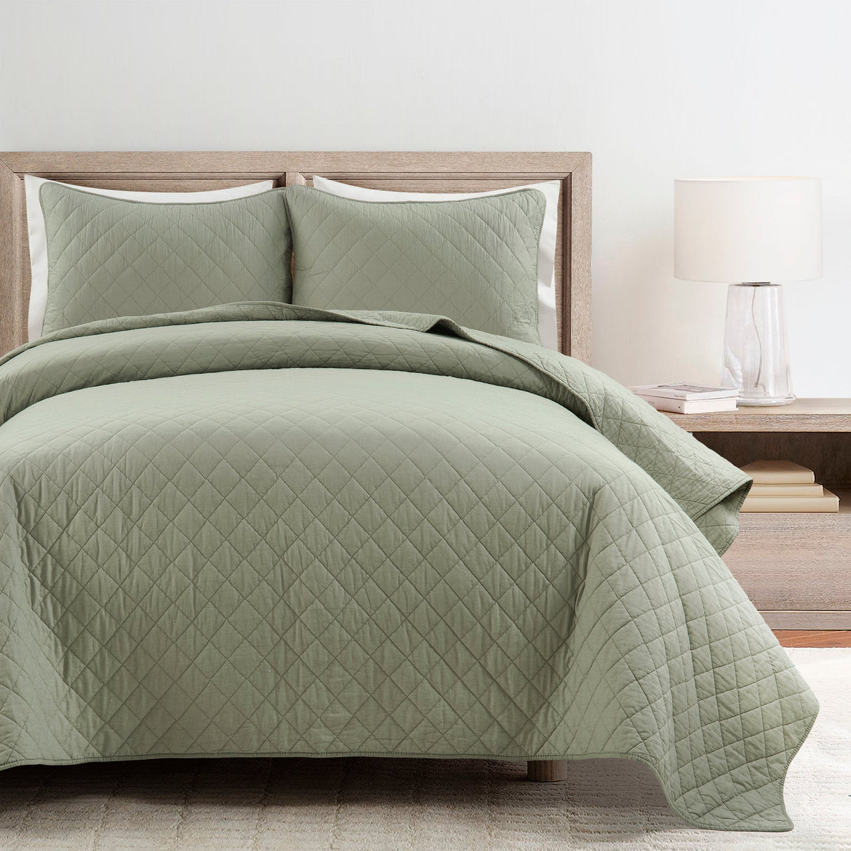 Ava Diamond Oversized Cotton Quilt Set from LushDecor