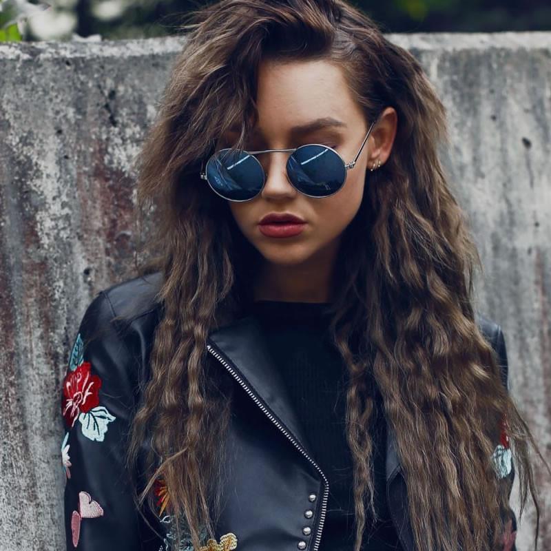 Large Retro Round Steampunk Mirrored Lens Sunglasses 8759 from zeroUV
