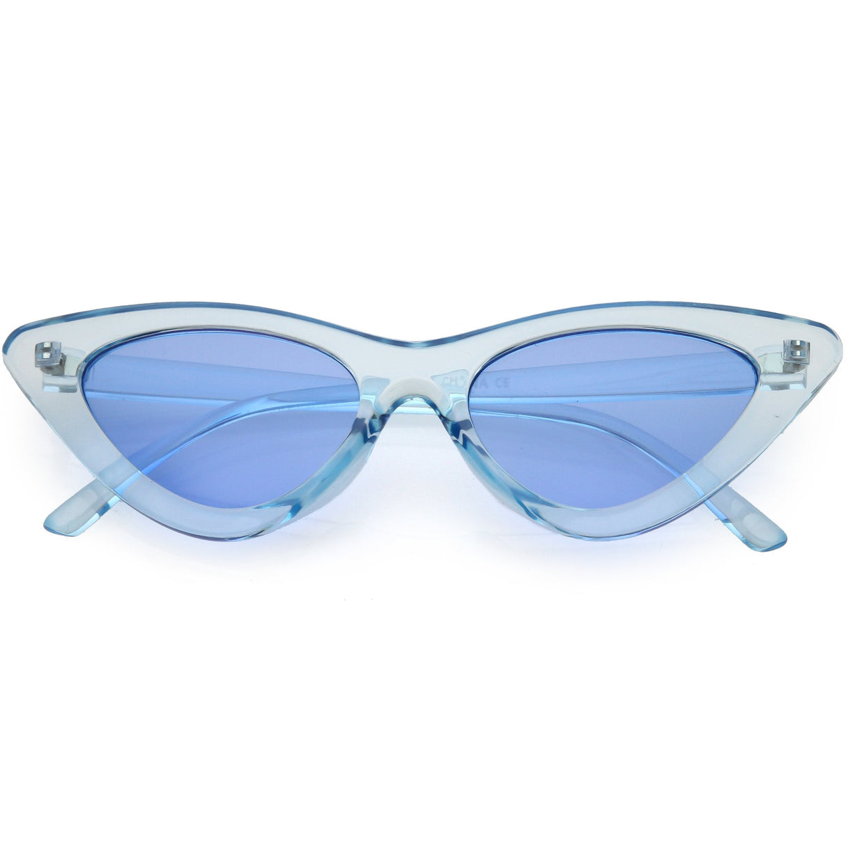 Women's Retro 1990's Narrow Flat Color Tone Lens Cat Eye Sunglasses C524 from zeroUV