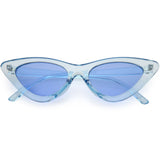 Women's Retro 1990's Narrow Flat Color Tone Lens Cat Eye Sunglasses C524 from zeroUV