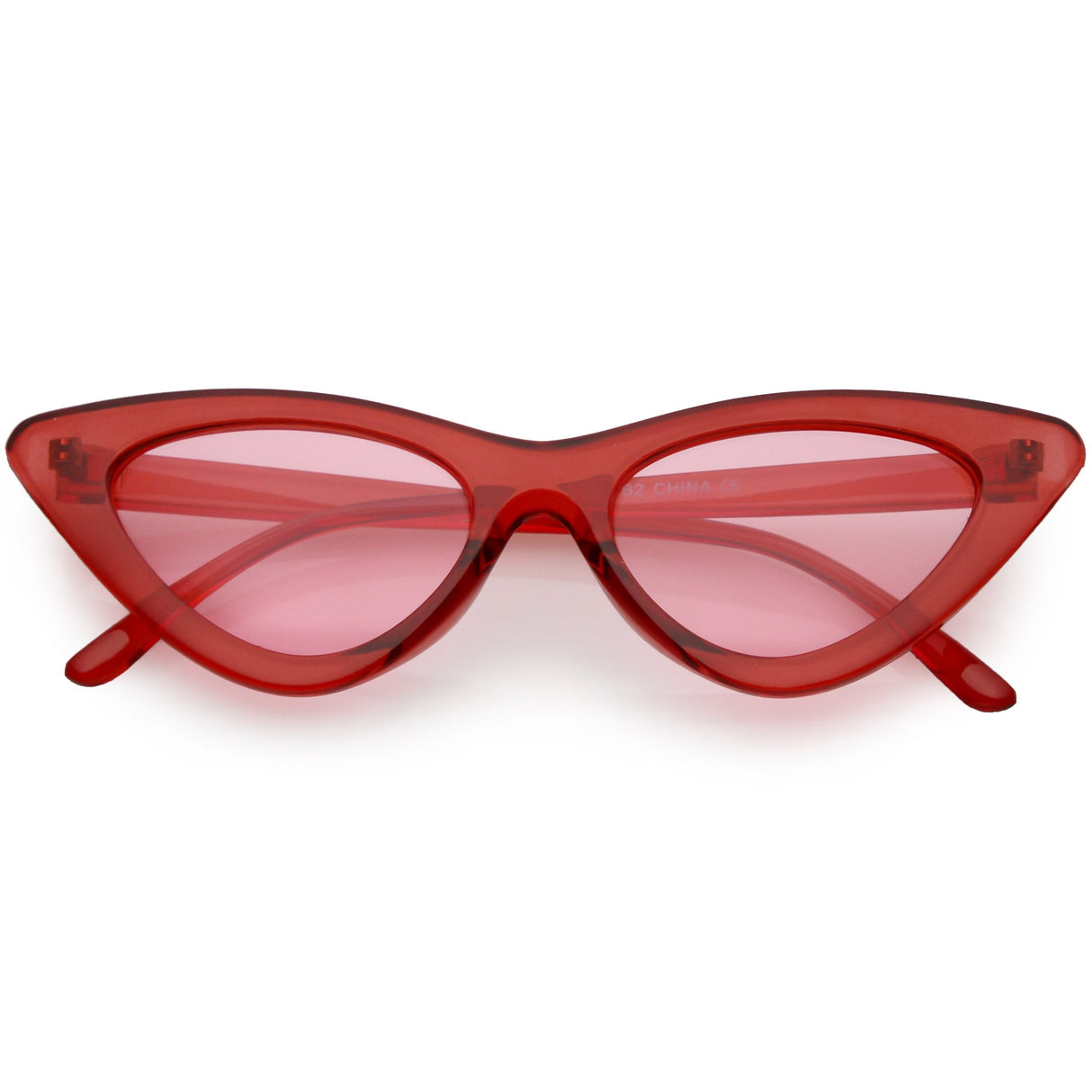 Women's Retro 1990's Narrow Flat Color Tone Lens Cat Eye Sunglasses C524 from zeroUV