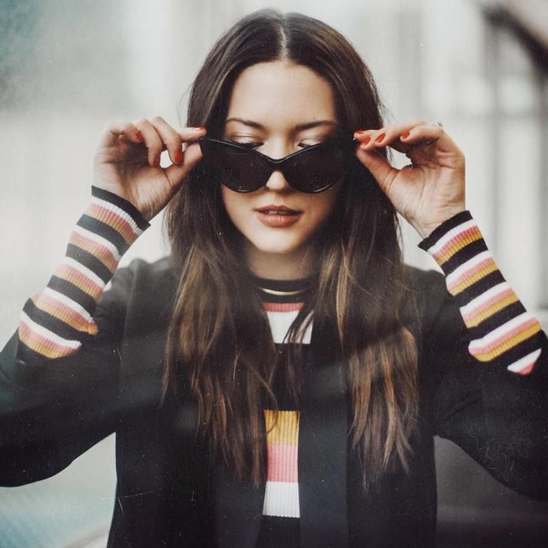 Womens Fashion Hot Tip Pointed Vintage Cat Eye Sunglasses 8371 from zeroUV