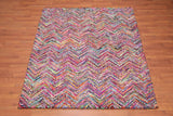 Pink 5x8 Hand Tufted Handmade Zig-Zag Medley Cotton Boho Modern Oriental Area Rug from Oriental Rug Of Houston