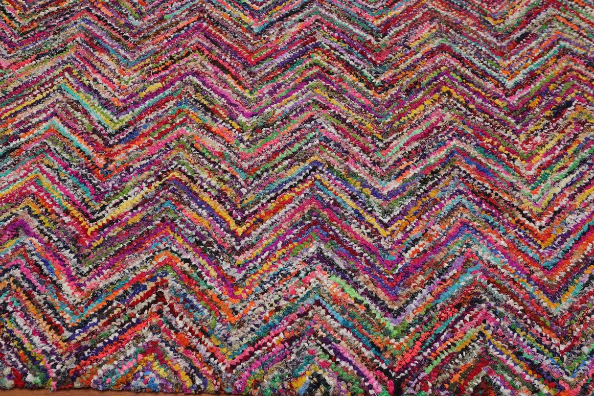 Pink 5x8 Hand Tufted Handmade Zig-Zag Medley Cotton Boho Modern Oriental Area Rug from Oriental Rug Of Houston