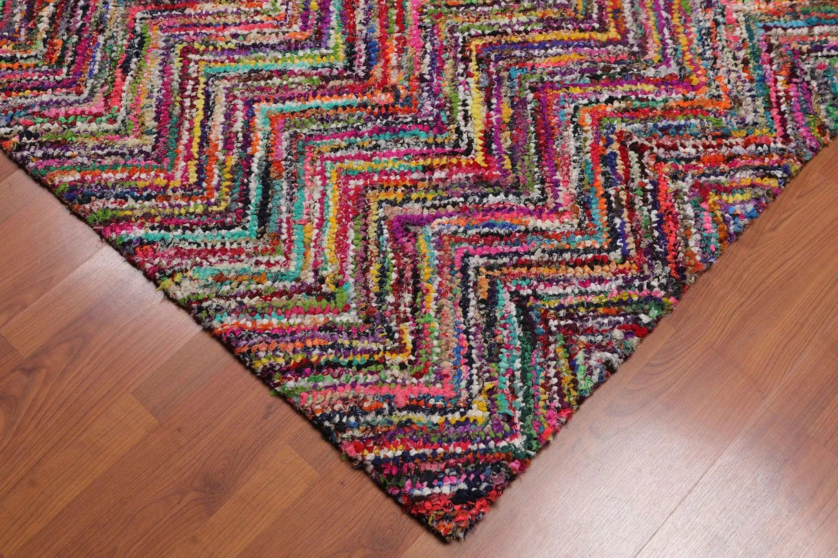 Pink 5x8 Hand Tufted Handmade Zig-Zag Medley Cotton Boho Modern Oriental Area Rug from Oriental Rug Of Houston